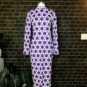 Mock Neck Slit Back Polka Dot Dress